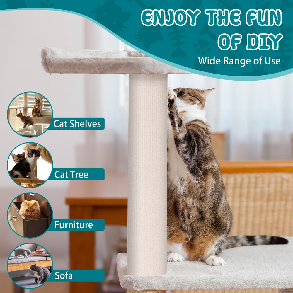 LSGCQ cream white cat tree mat installed demonstrates durable wear resistance