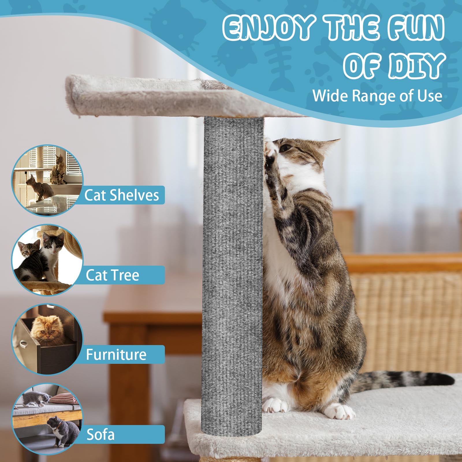 LSGCQ Cat Tree Surface Replacement keeps scratching surfaces pristine and cat-friendly.