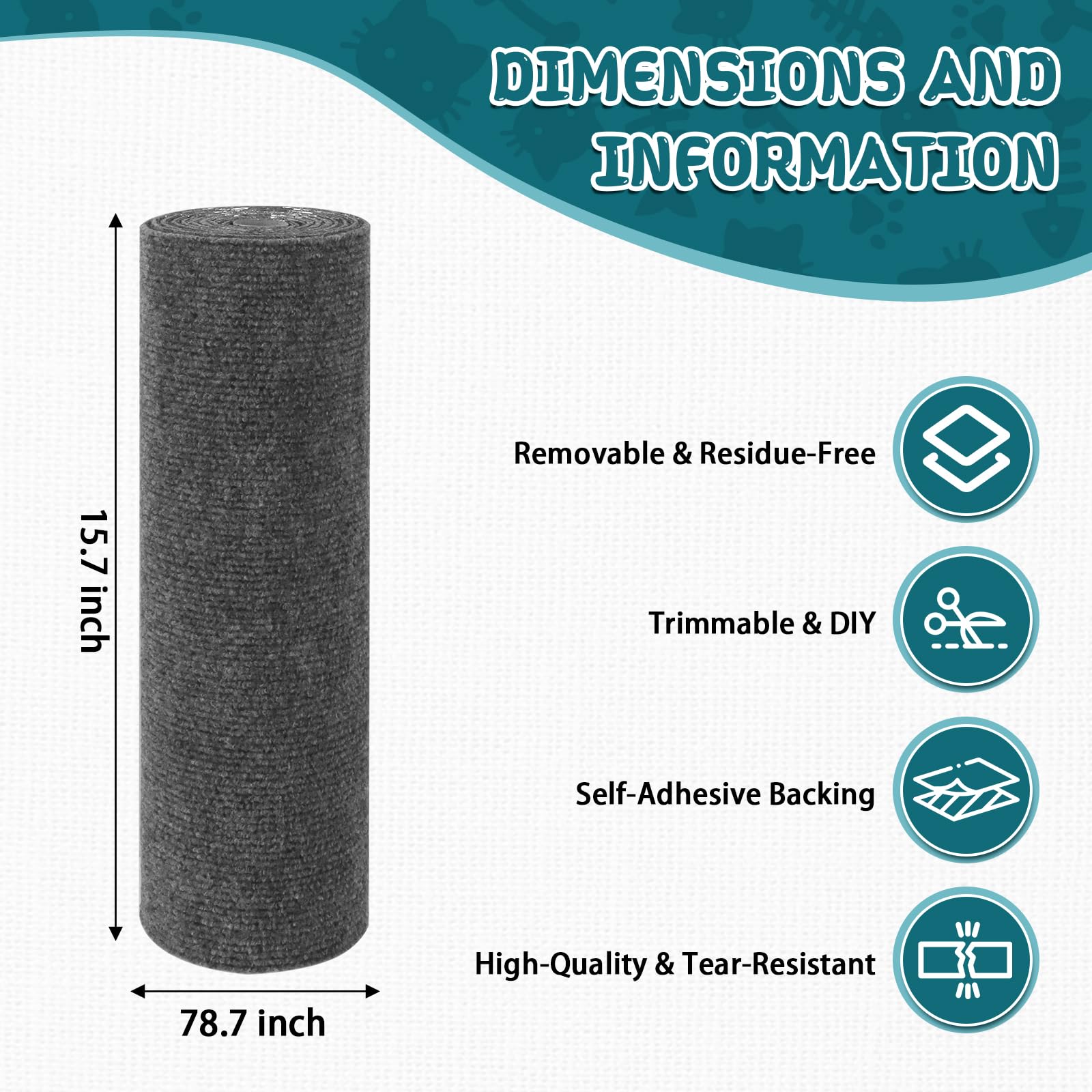 LSGCQ self adhesive cat mat back panel demonstrates easy installation on wood or fabric