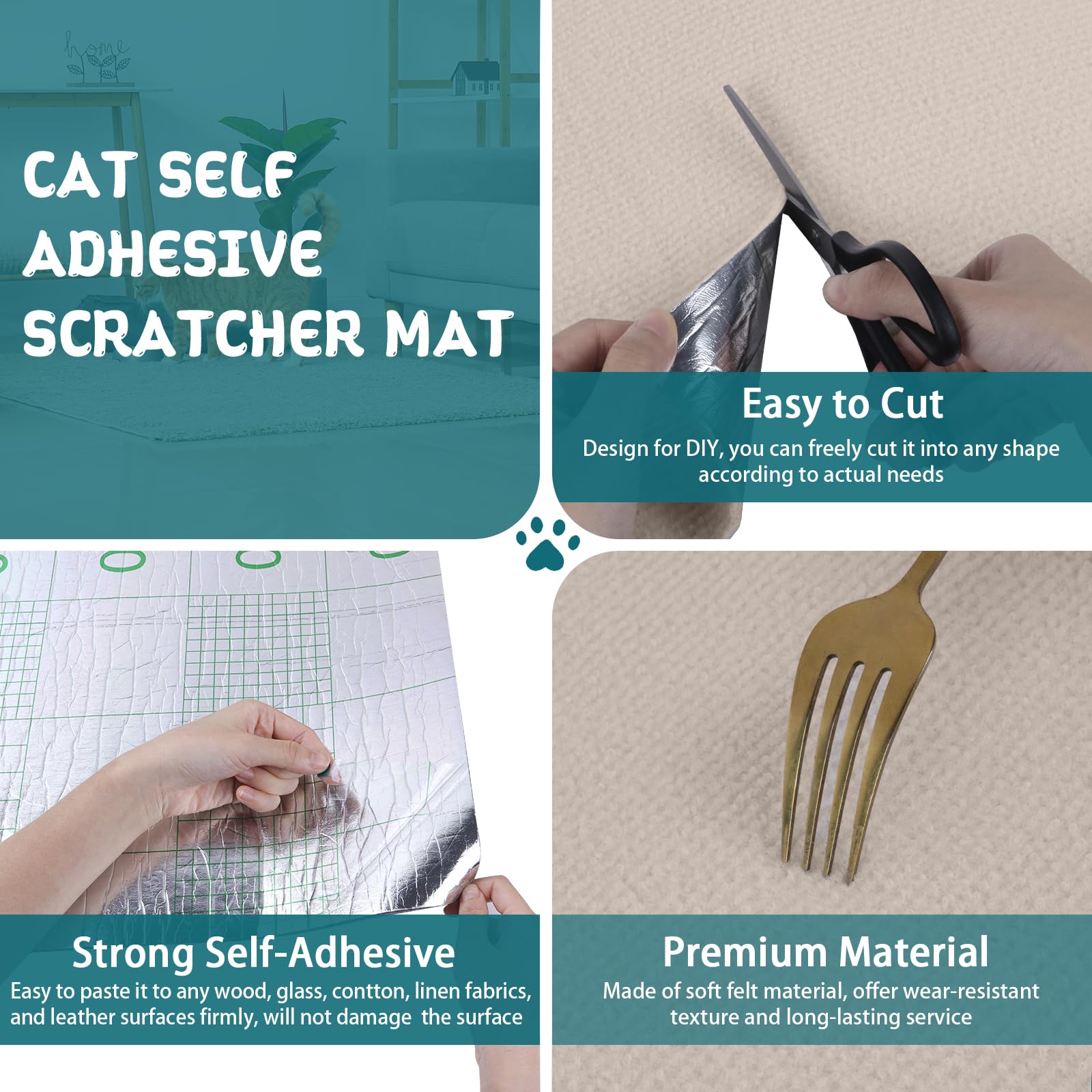 LSGCQ trimmable cat scratcher mat side edge demonstrates easy free-cut customization for space-fit