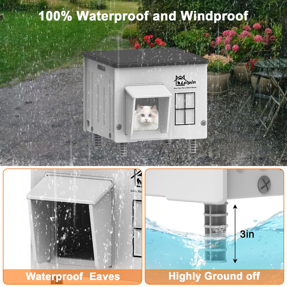 Lslpin weatherproof cat house side panel highlighting durable outdoor shelter