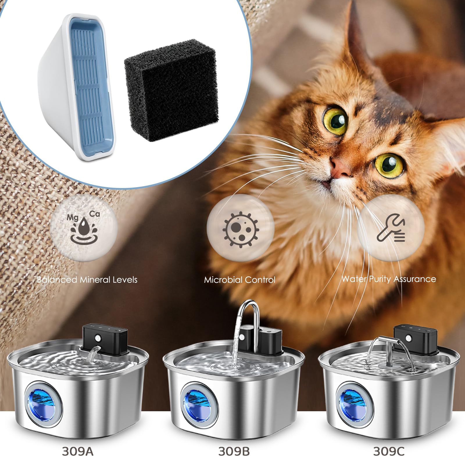 LUBERDUSH filtration media softens water and reduces odors for pets' sipping.