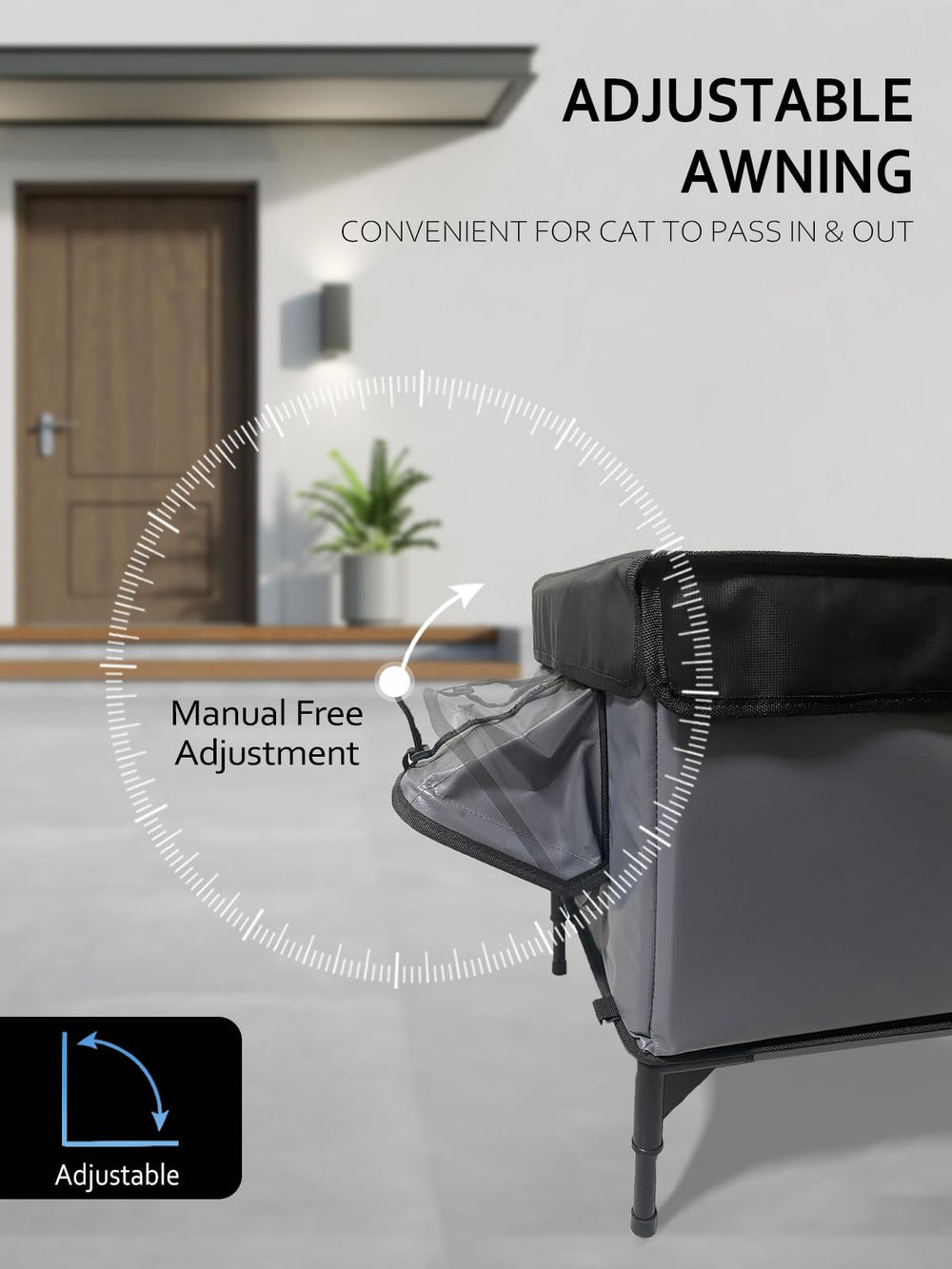 LUBLACET waterproof PVC-coated fabric close-up shows rainproof protection for outdoor cats.