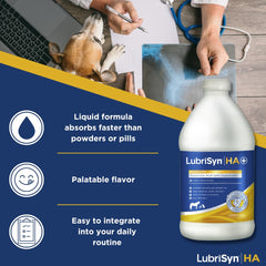 LubriSynHA liquid directly fed to pets aids joint hydration and comfort