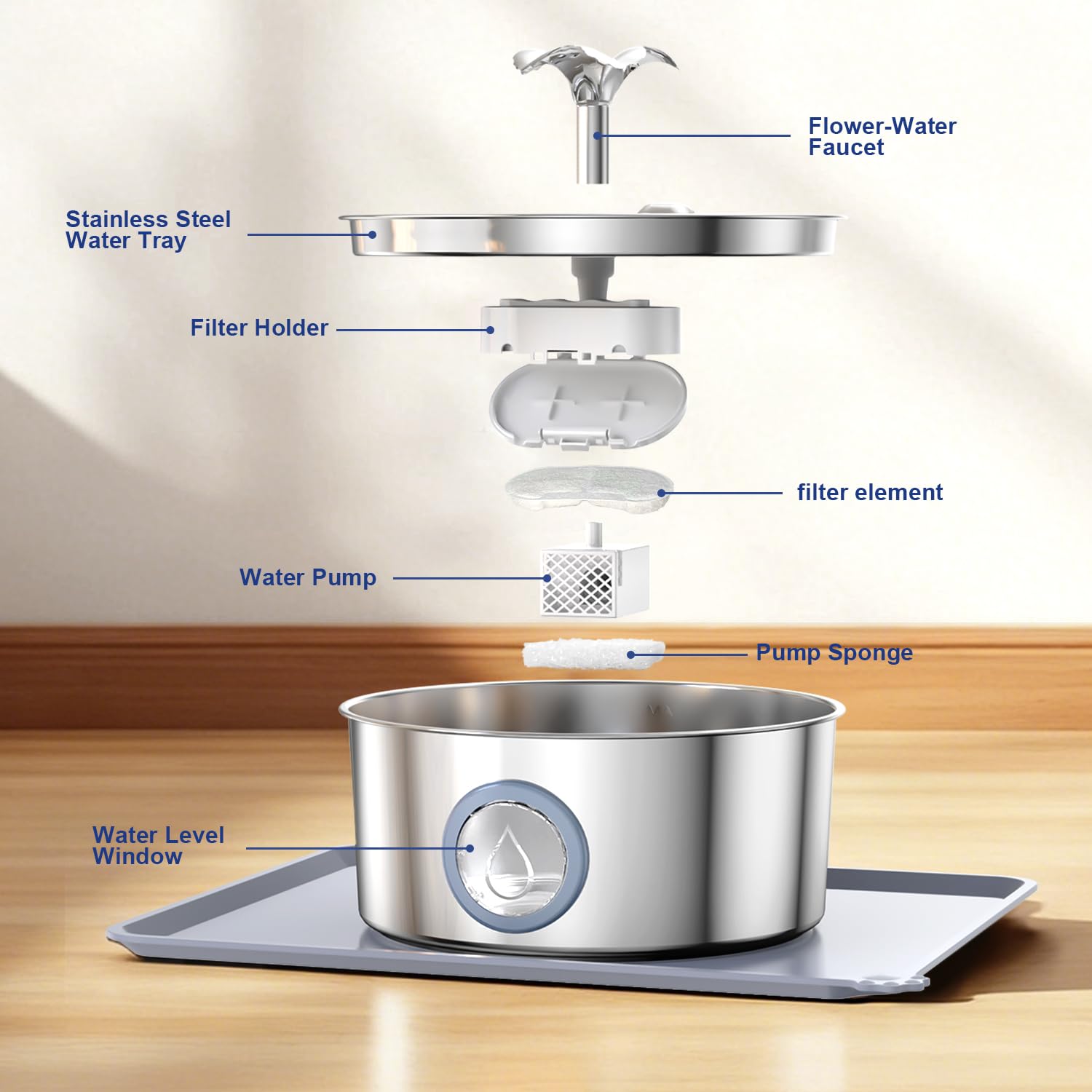 LucidShine silicone mat inclusion helps protect floors from spills.