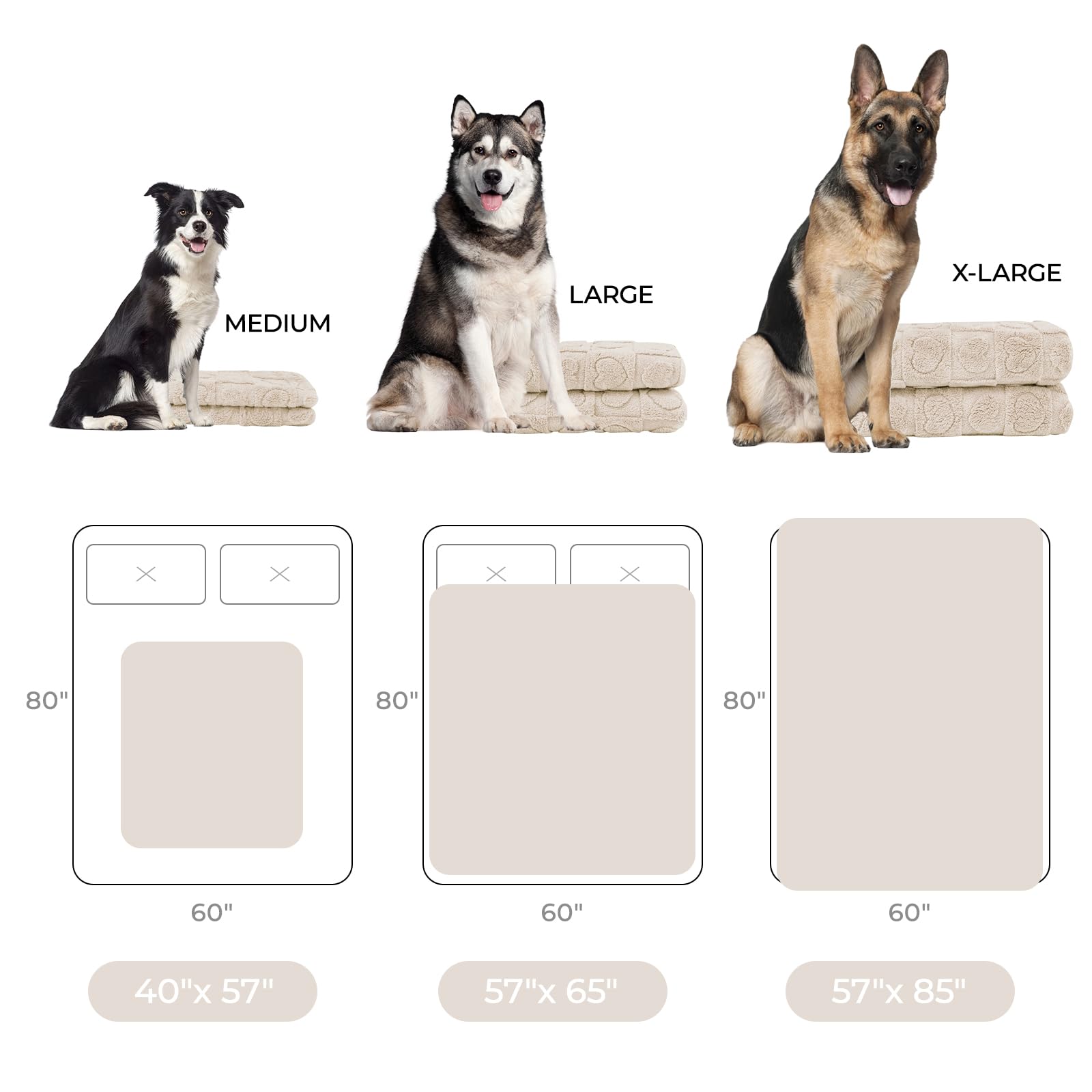 Luciphia 85x57 beige dog blanket provides large-coverage furniture protection.