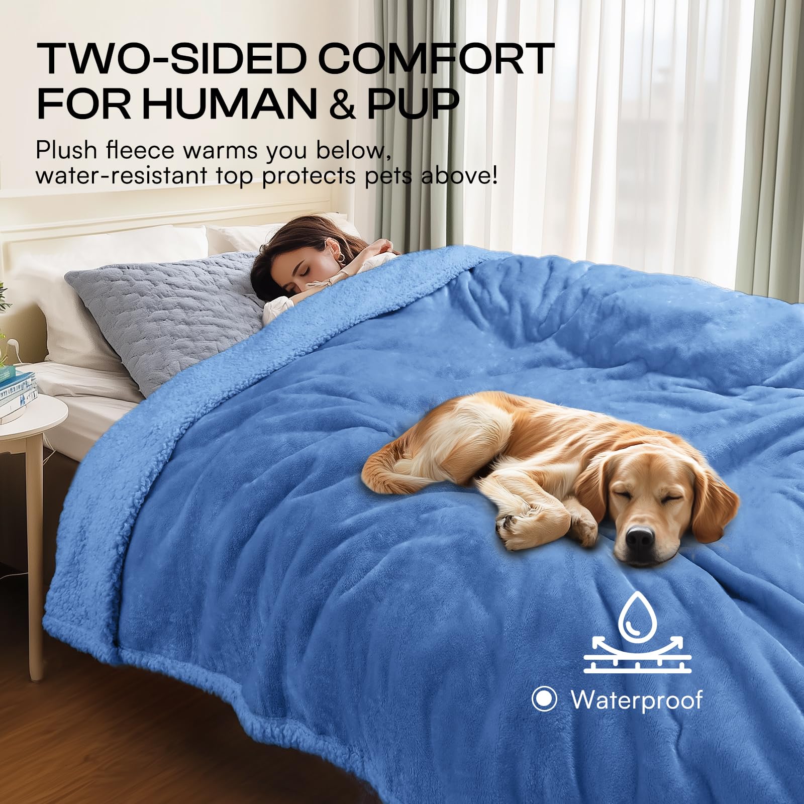 Luciphia blanket hair-proof design helps keep furniture cleaner between cleanings