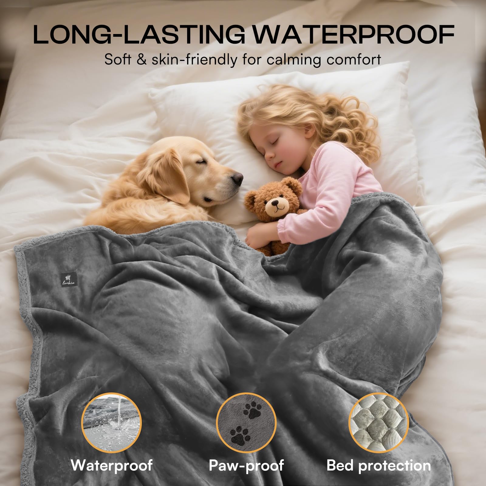 Luciphia reversible sherpa-fleece blanket showing plush interior and soft surface
