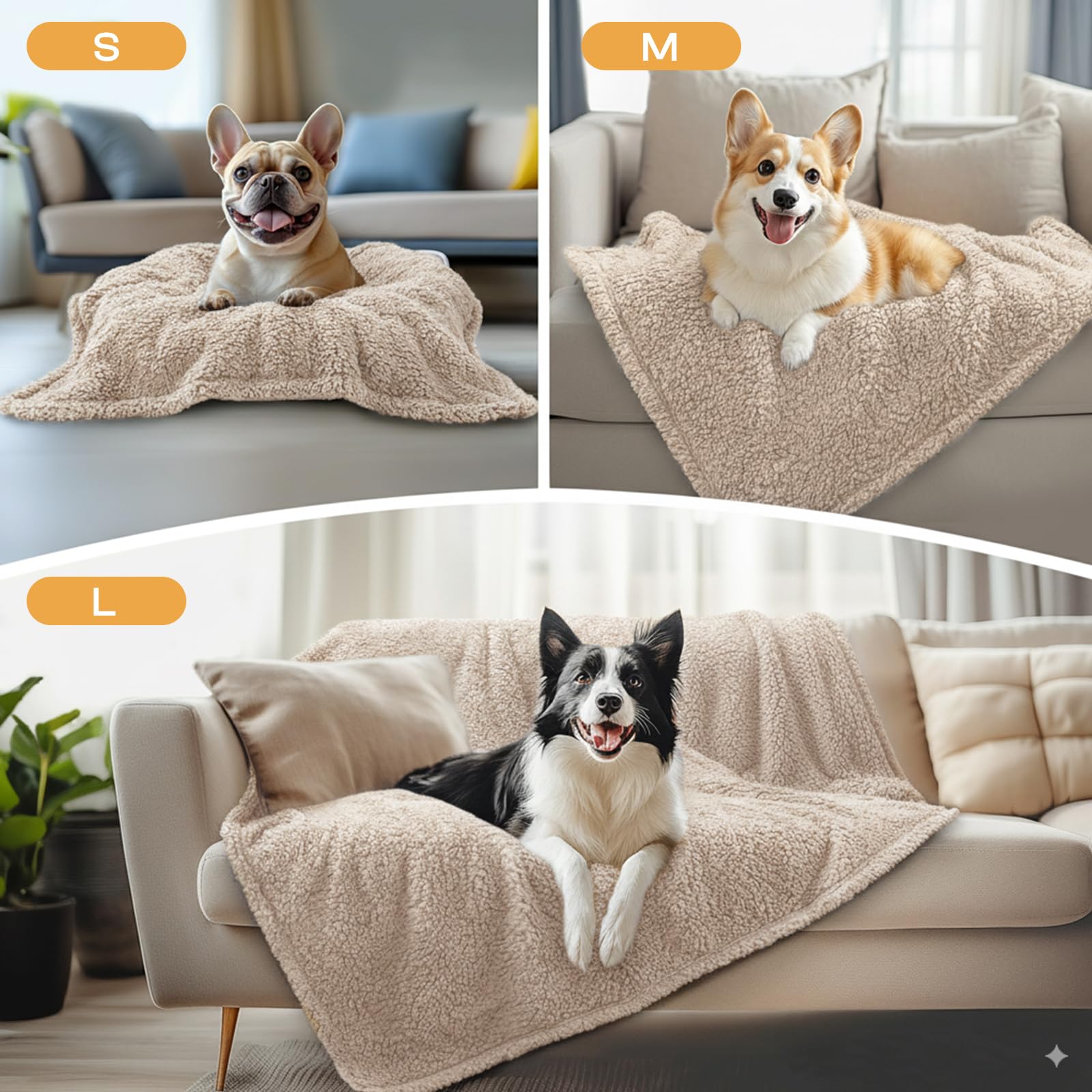 Luciphia Calming Blankets draped on sofa protects furniture from pet hair