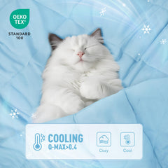 Luciphia cooling blanket on furniture demonstrates protection from hair, dander, and scratches.