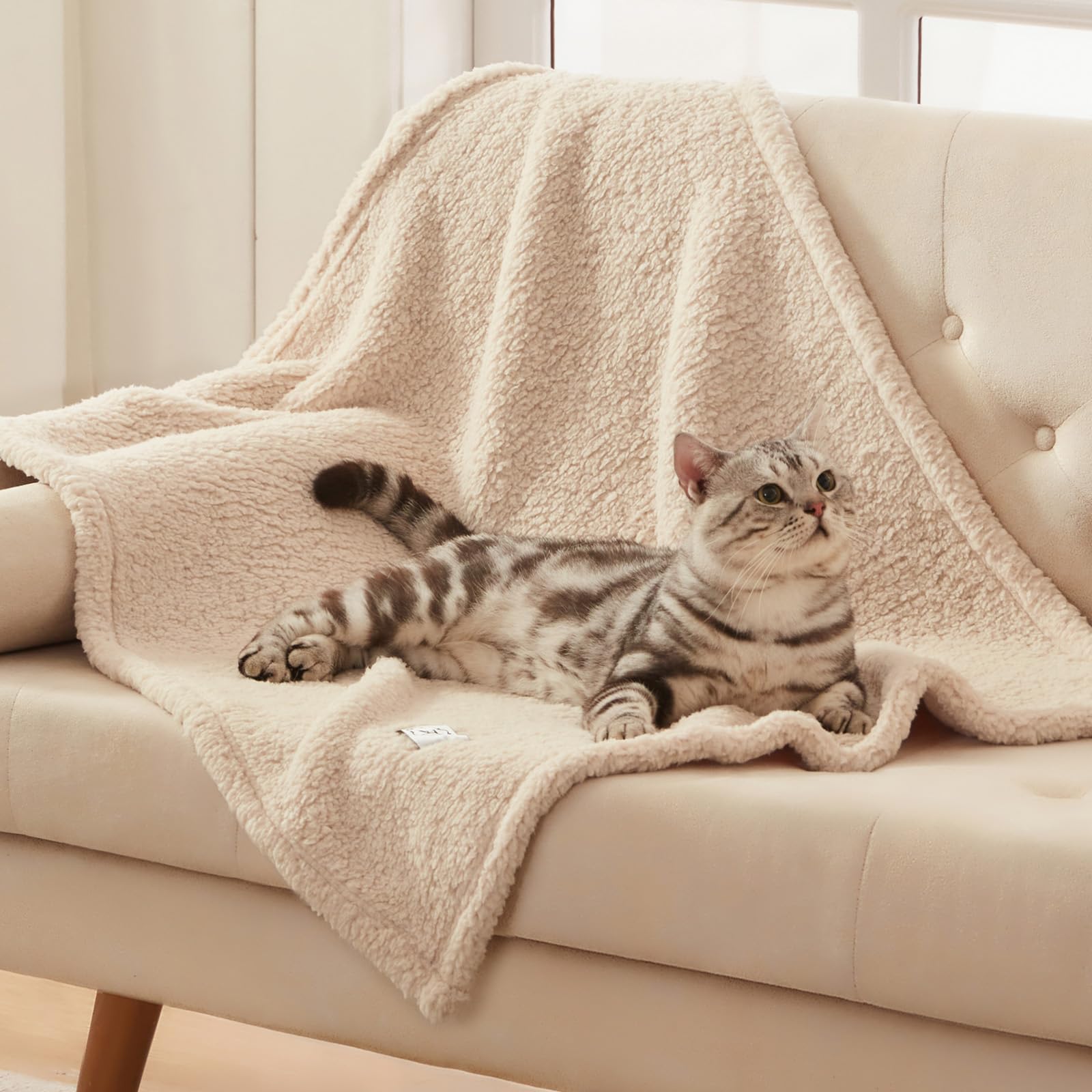 Luciphia paw-print design blanket — cute pet cover that helps reduce furniture pet hair.