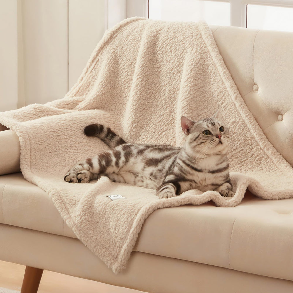 Luciphia paw-print design blanket — cute pet cover that helps reduce furniture pet hair.