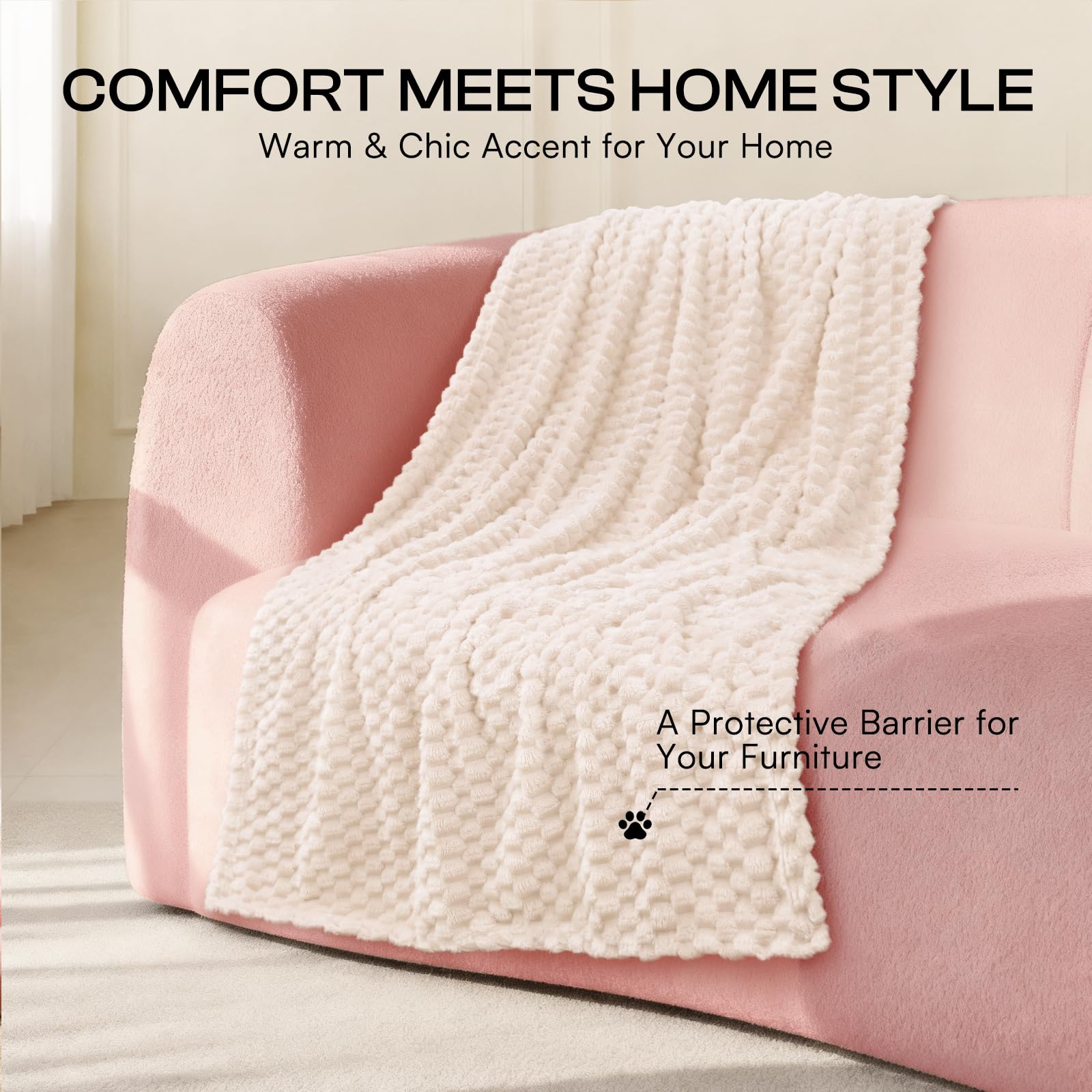 Luciphia pet bed throw cover showing multi-use protection and warmth