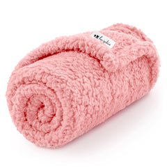 Luciphia Premium Fleece Pet Blanket pink on couch protects furniture and adds comfort.