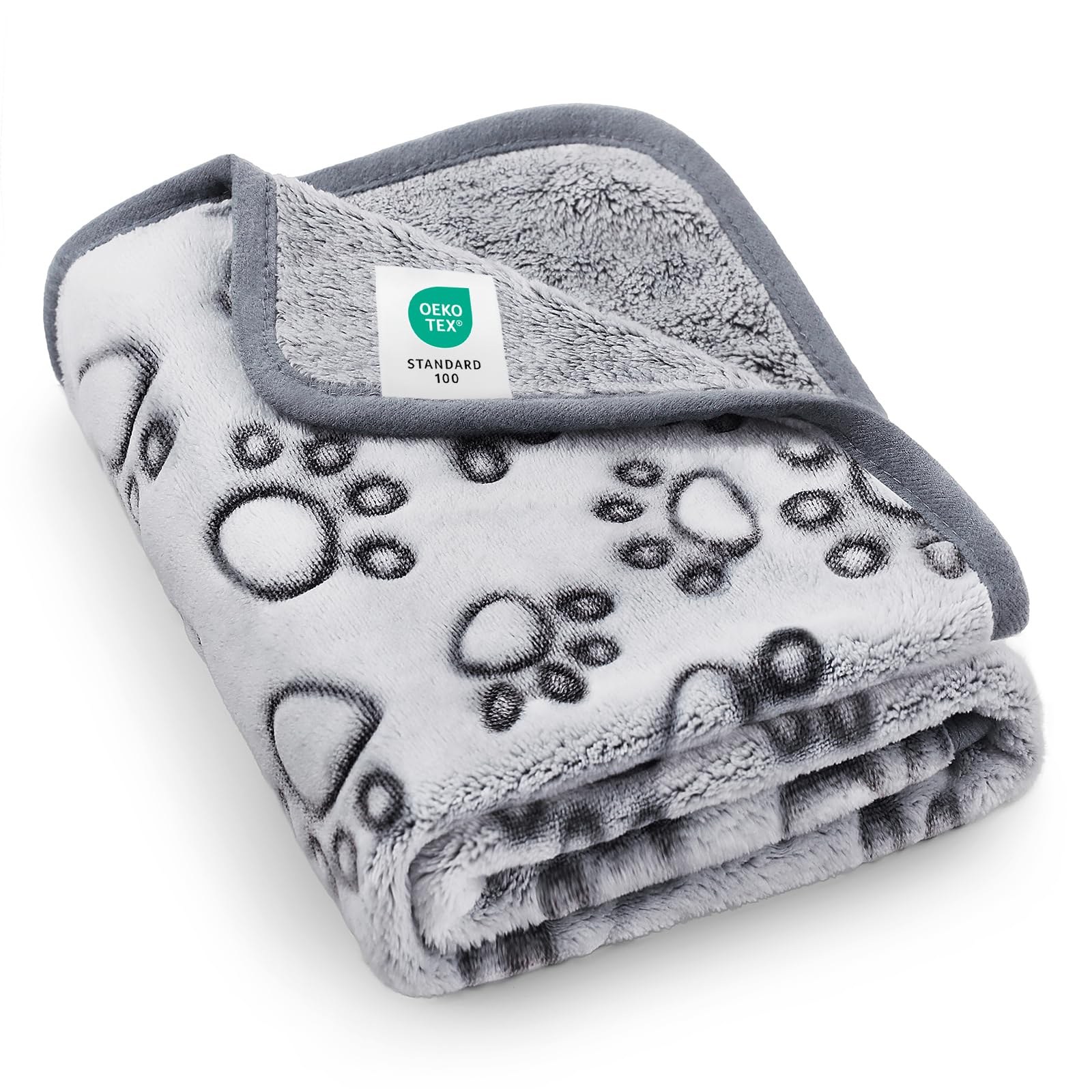 Luciphia premium soft dog blanket paw-print grey 41x31 keeps pets warm while lounging