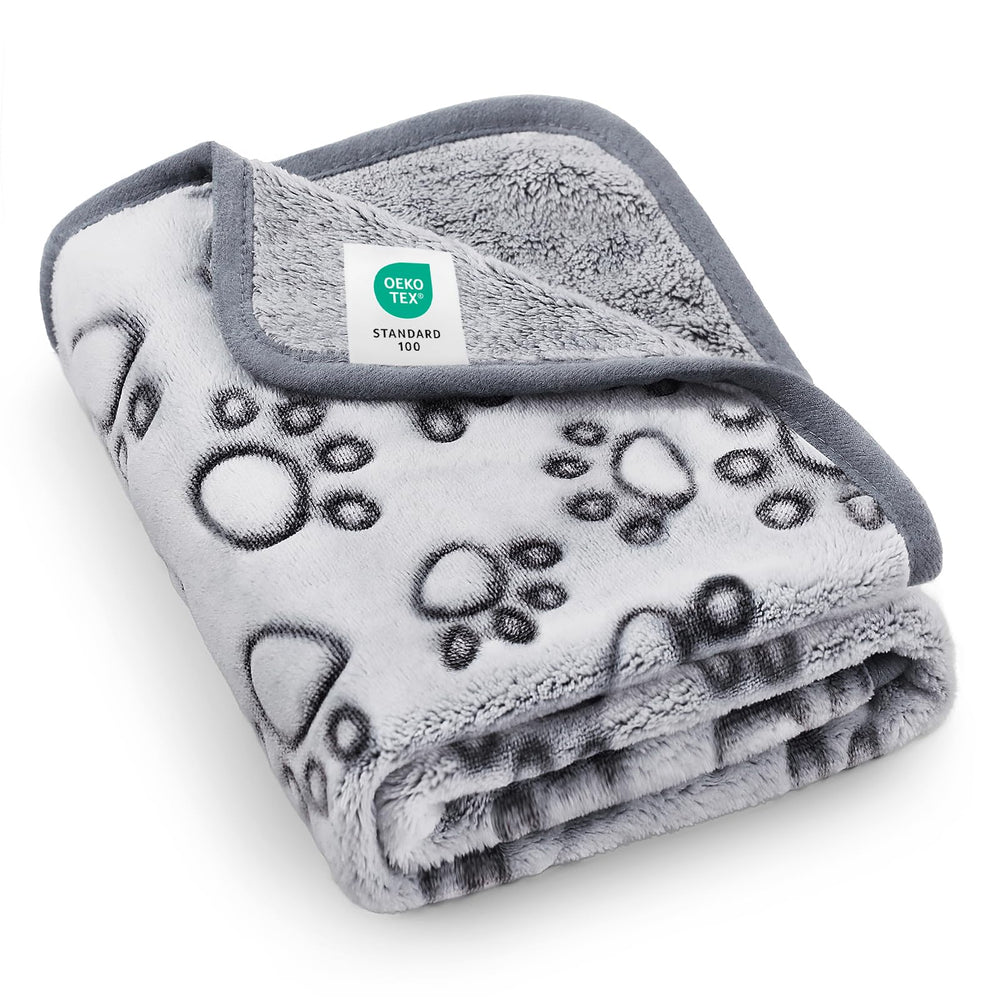 Luciphia premium soft dog blanket paw-print grey 41x31 keeps pets warm while lounging