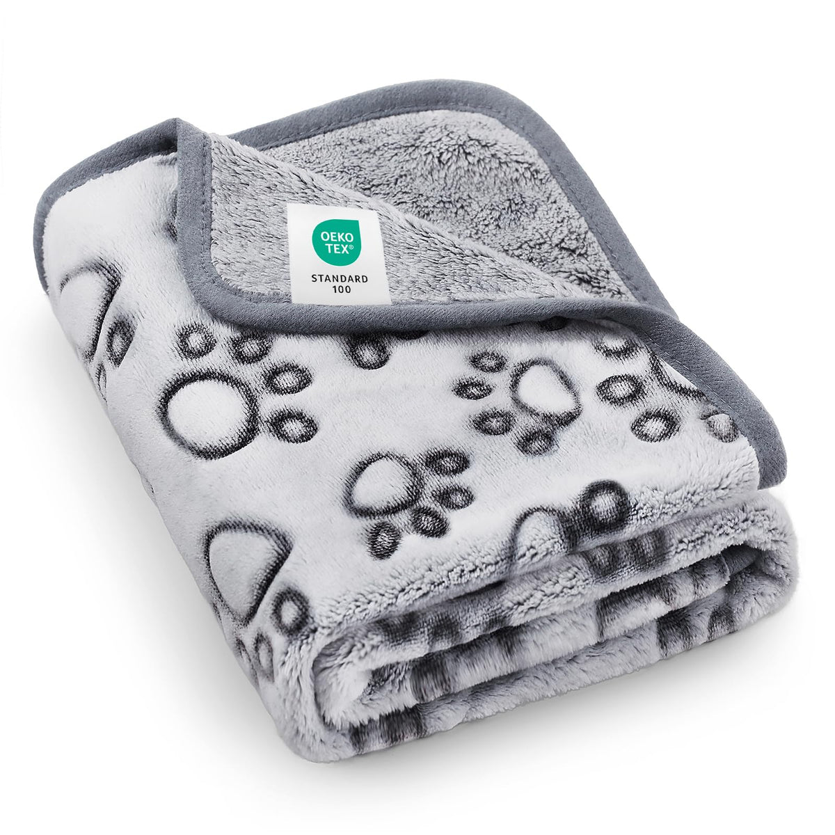 Luciphia premium soft dog blanket paw-print grey 41x31 keeps pets warm while lounging