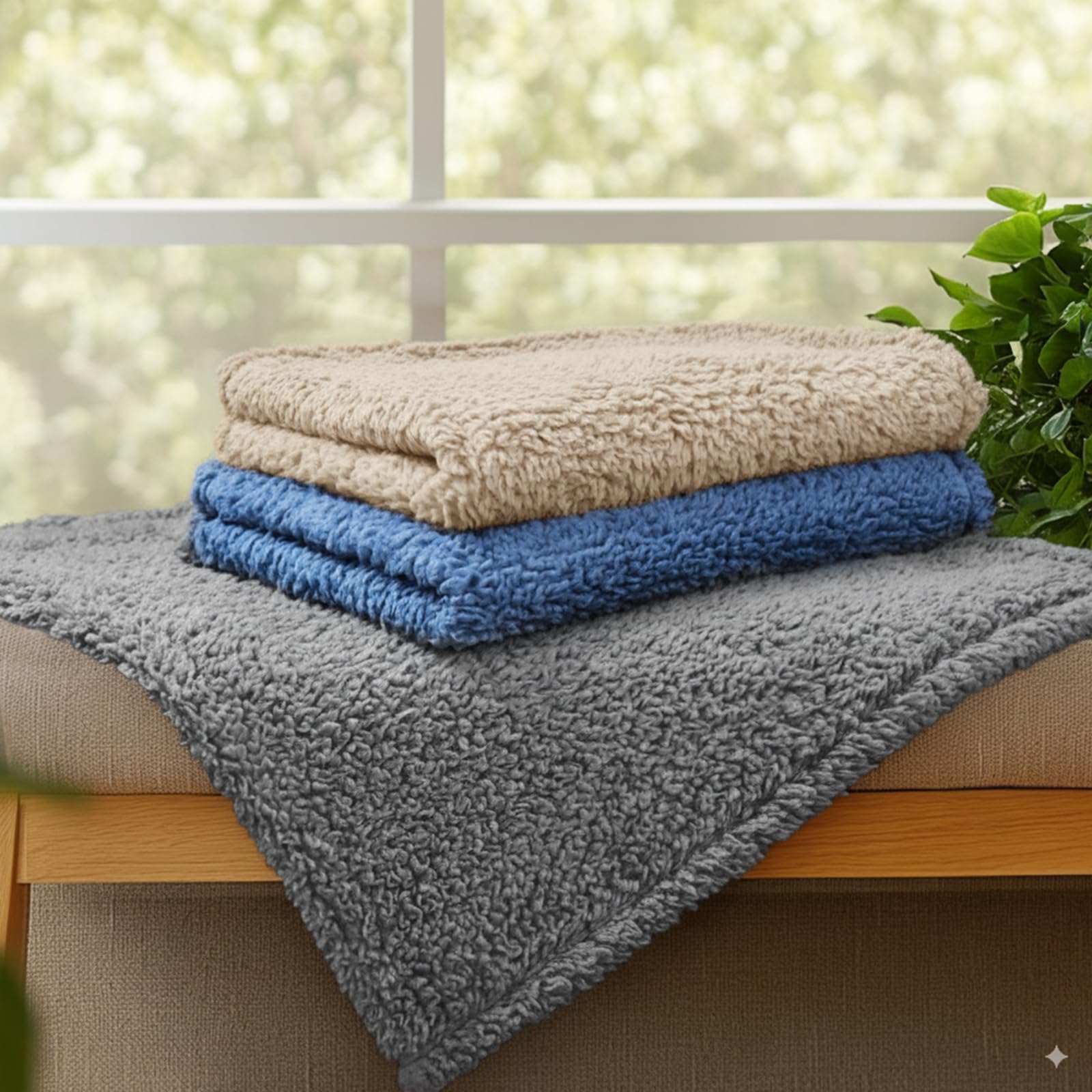 Luciphia large blanket used on bed with other sizes included.