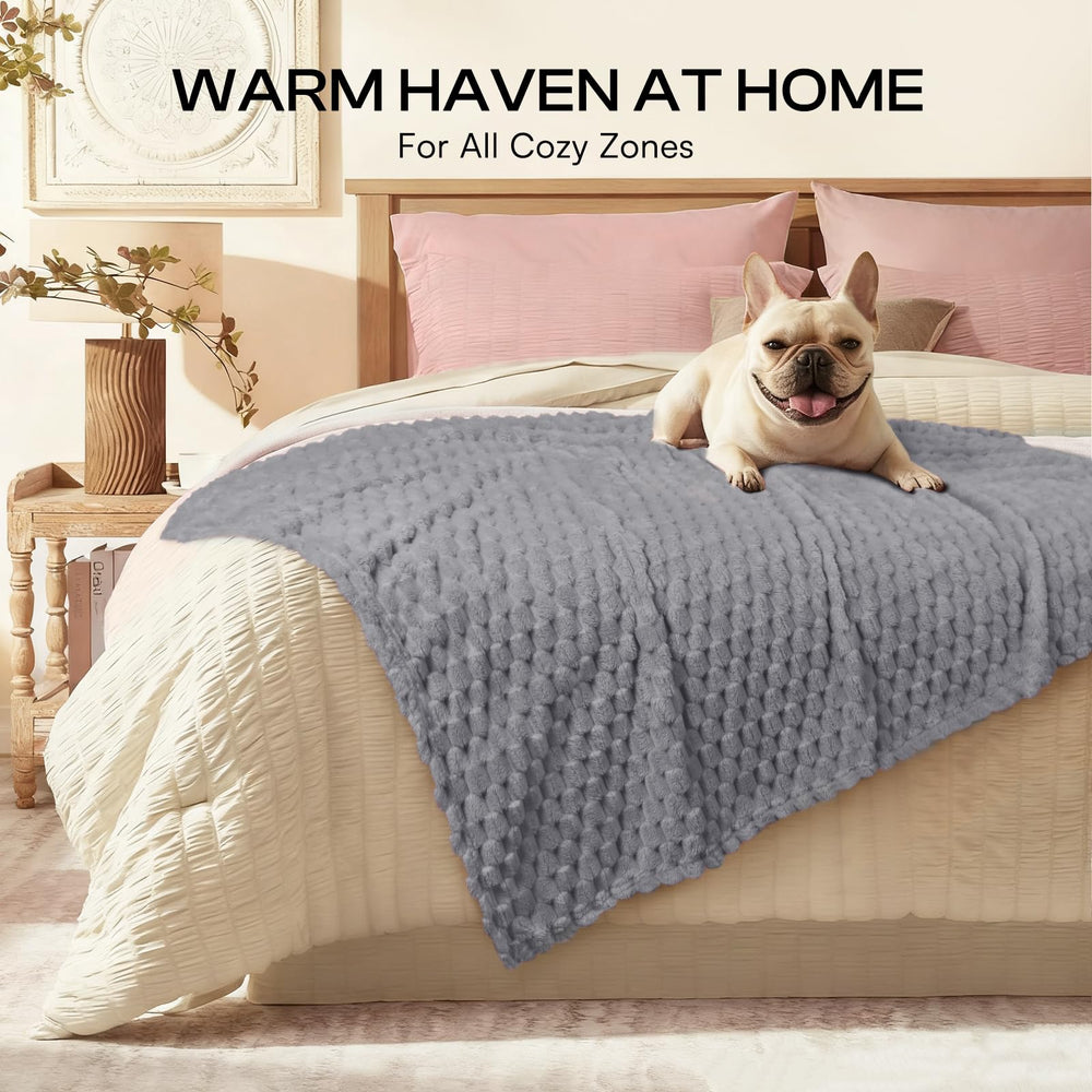 Luciphia Soft blanket on dog bed providing full coverage for lounging