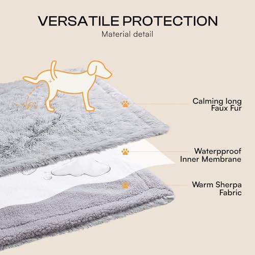 Luciphia two-sided blanket reverses to calming faux fur for soothing comfort.