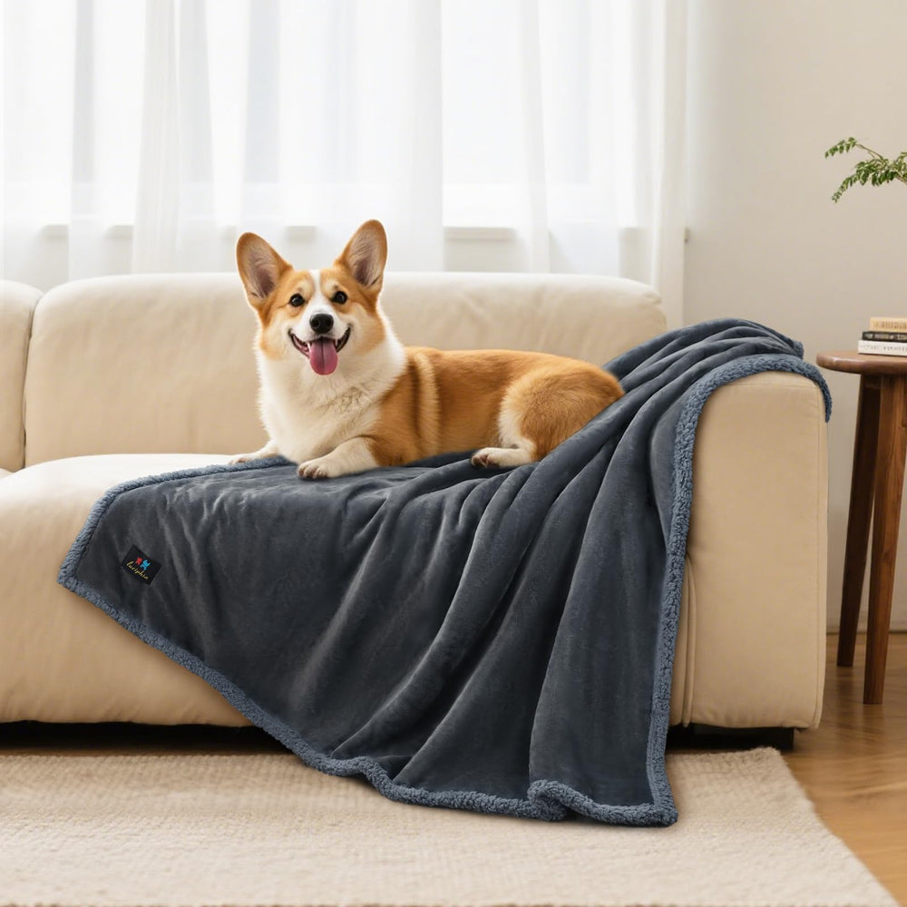 Luciphia gray color blanket draped over bed for cozy ambiance