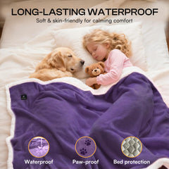Luciphia Waterproof Bed Blanket on sofa as furniture protector from spills and fur.