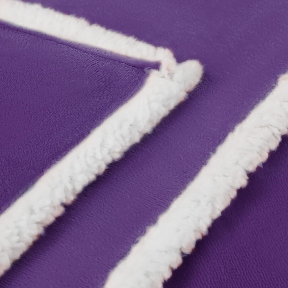 Luciphia Waterproof Bed Blanket reversible purple and white sides for styling.
