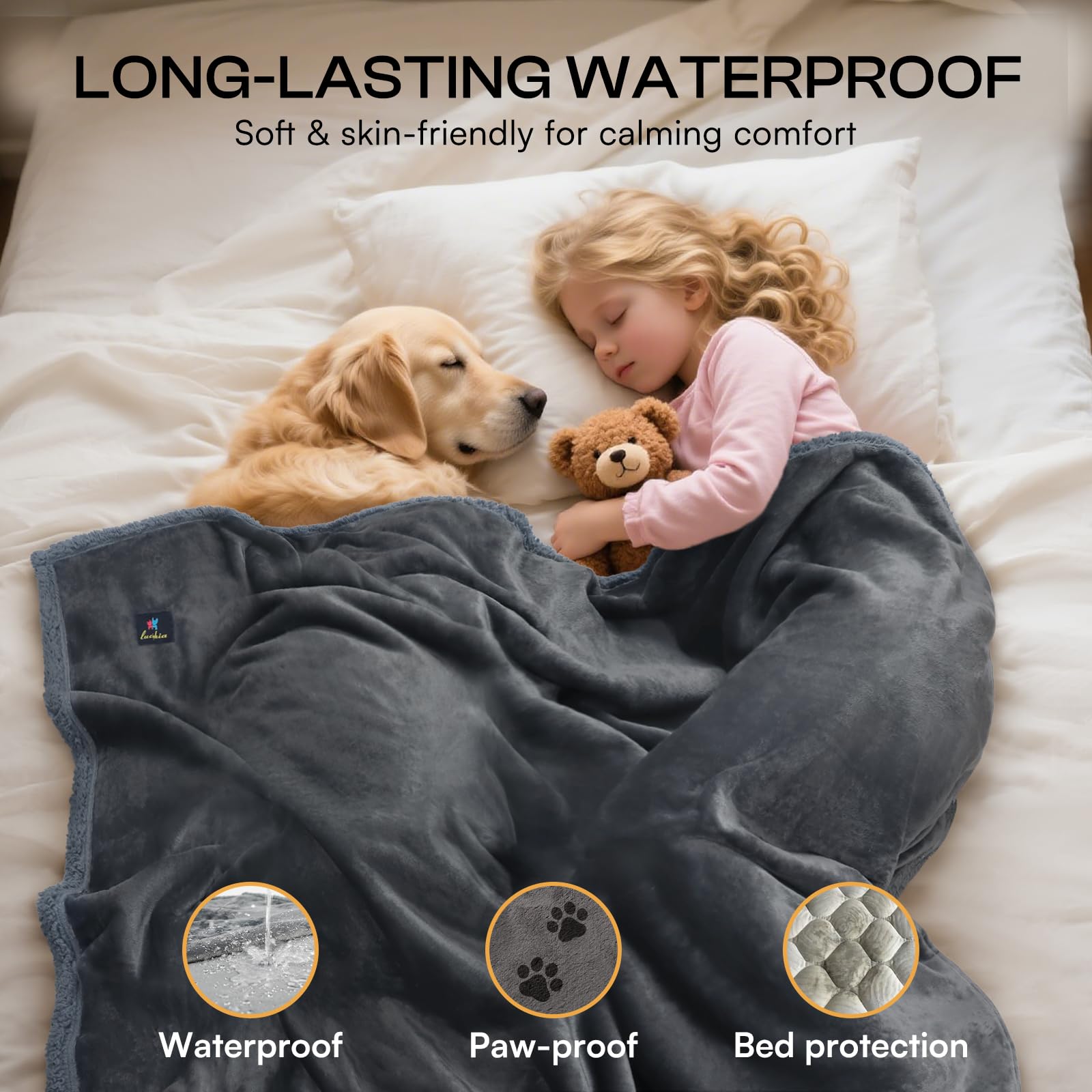 Luciphia reversible sherpa side up for extra warmth and comfort.