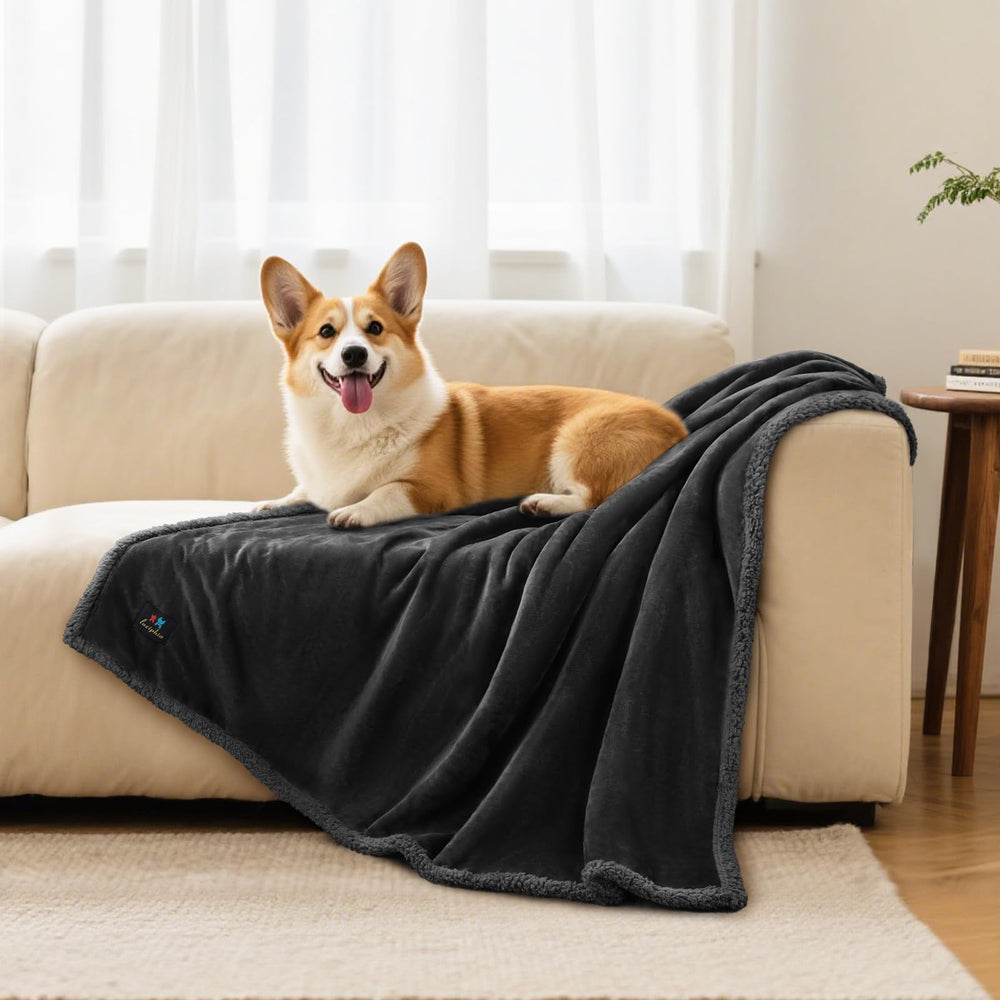 Luciphia waterproof bed blanket sherpa backing visible for all-season coziness.