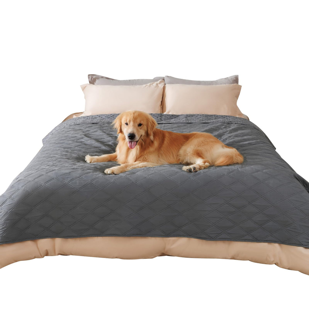 Luciphia waterproof couch cover for dogs in grey, 82x82 inch protects furniture from spills