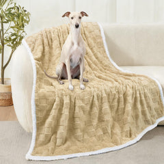 Luciphia waterproof dog blanket close-up fleece texture delivering cozy warmth for fur-friend snuggles.