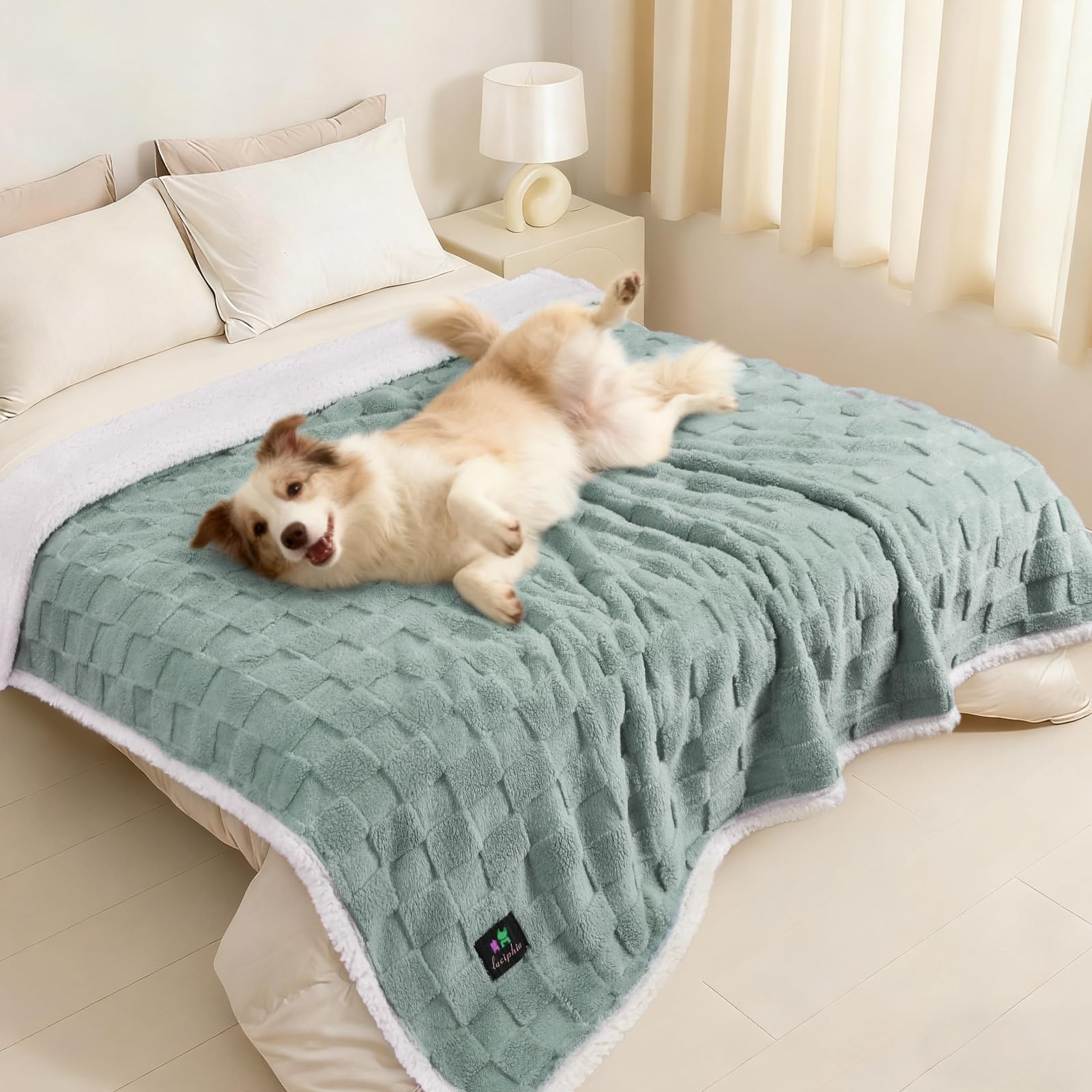 Luciphia waterproof dog blanket close-up of fleece texture showing plush warmth
