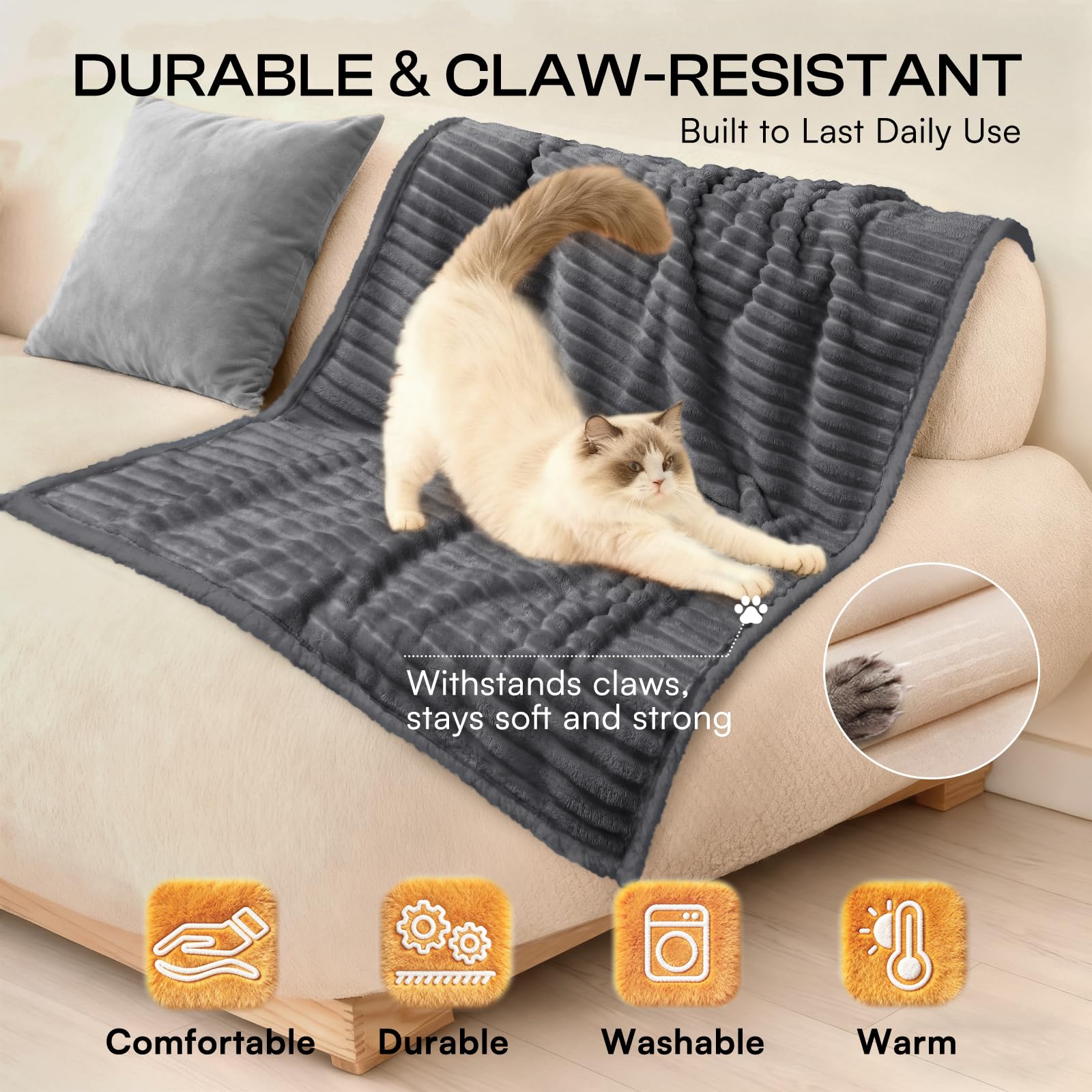 Luciphia Waterproof Dog Blanket on sofa protecting furniture during naps