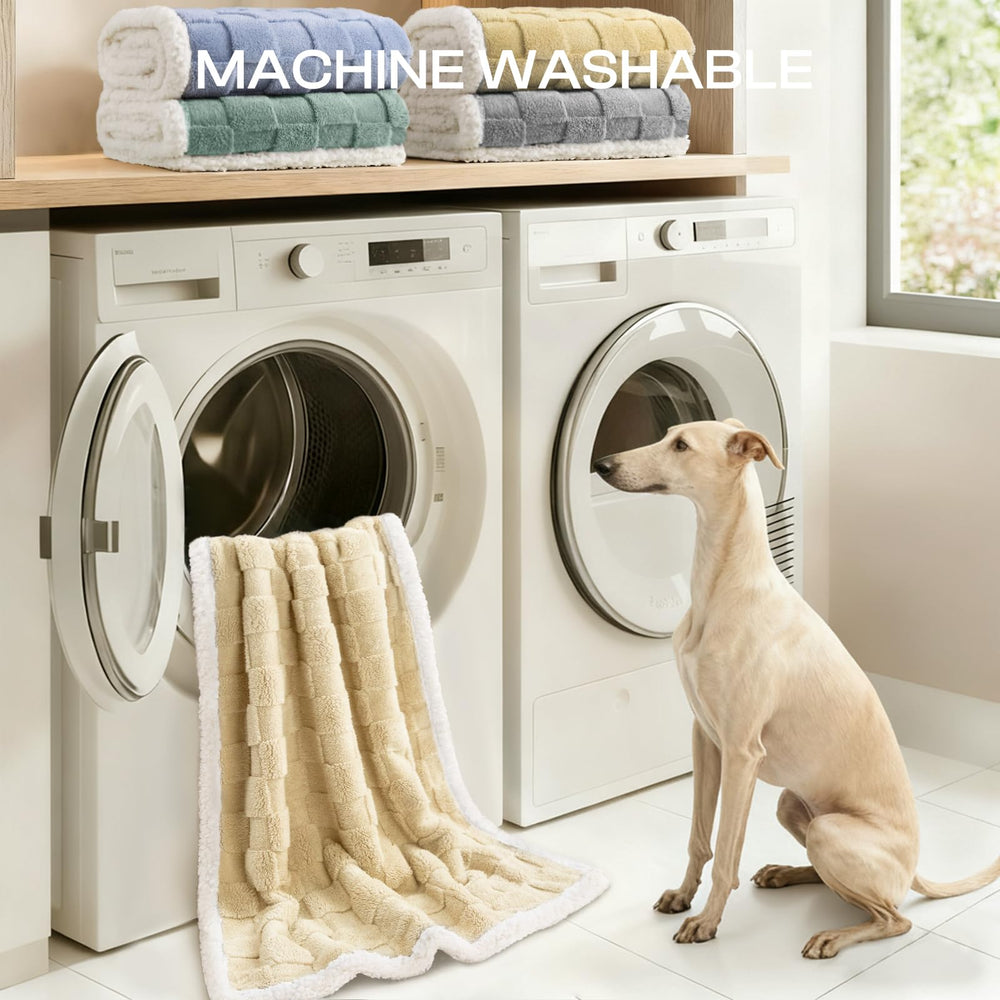 Luciphia waterproof dog blanket machine-washable for quick cleanup after messes.