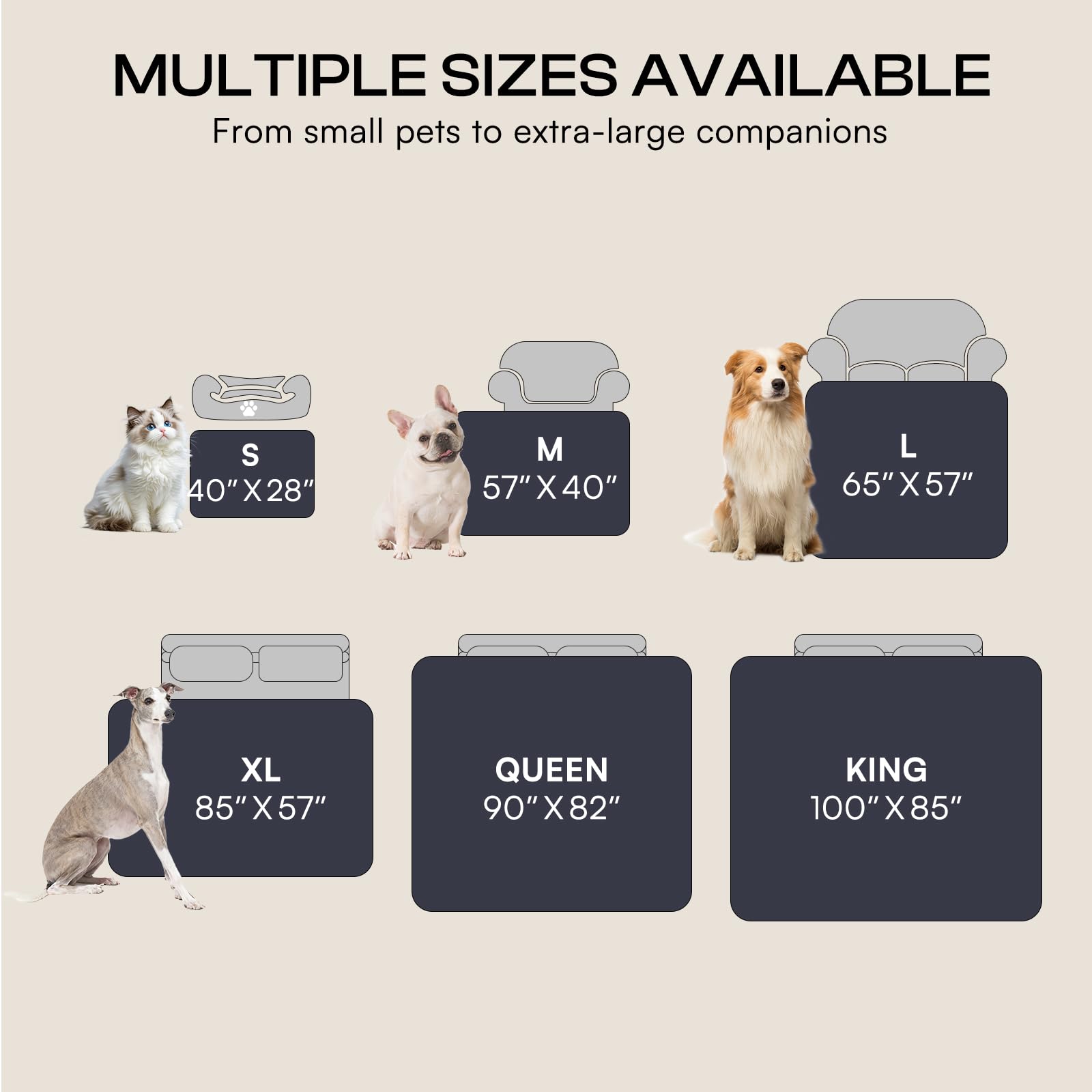 Luciphia large 65x57 blanket covers large sofa for multiple pets.