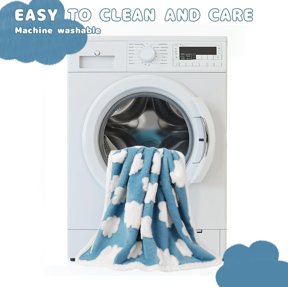 Luciphia blanket being machine washed demonstrates easy care.