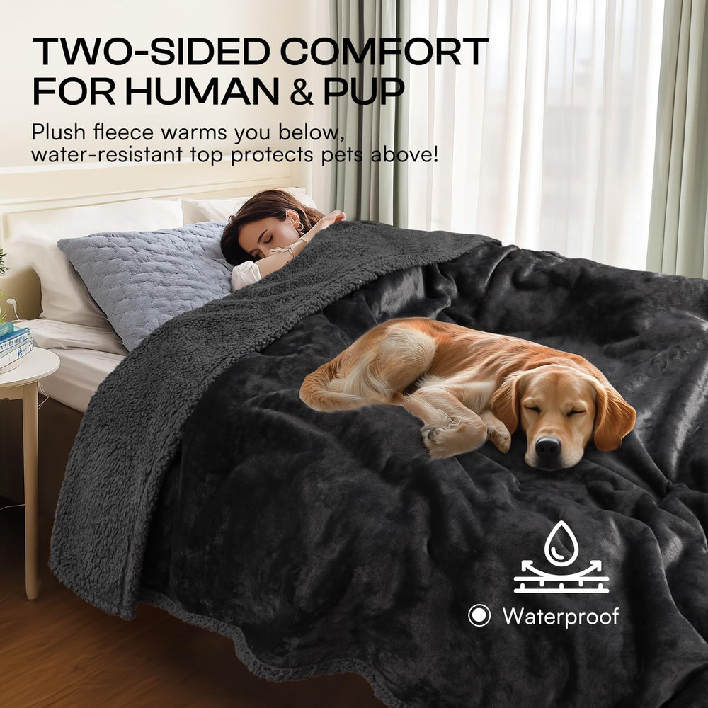 Luciphia king-size blanket covers a sofa couch for large pets and families