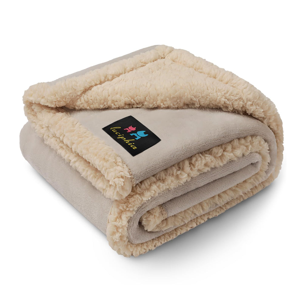 Luciphia waterproof pet blanket on sofa showing triple-layer protection