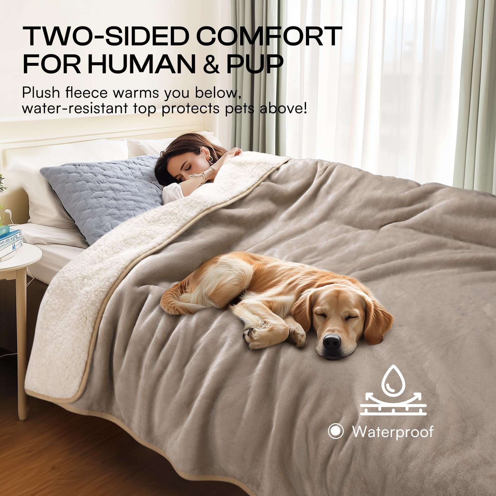 Luciphia Waterproof Pet Blanket scratch-hair-proof design resists claws and pet hair cling