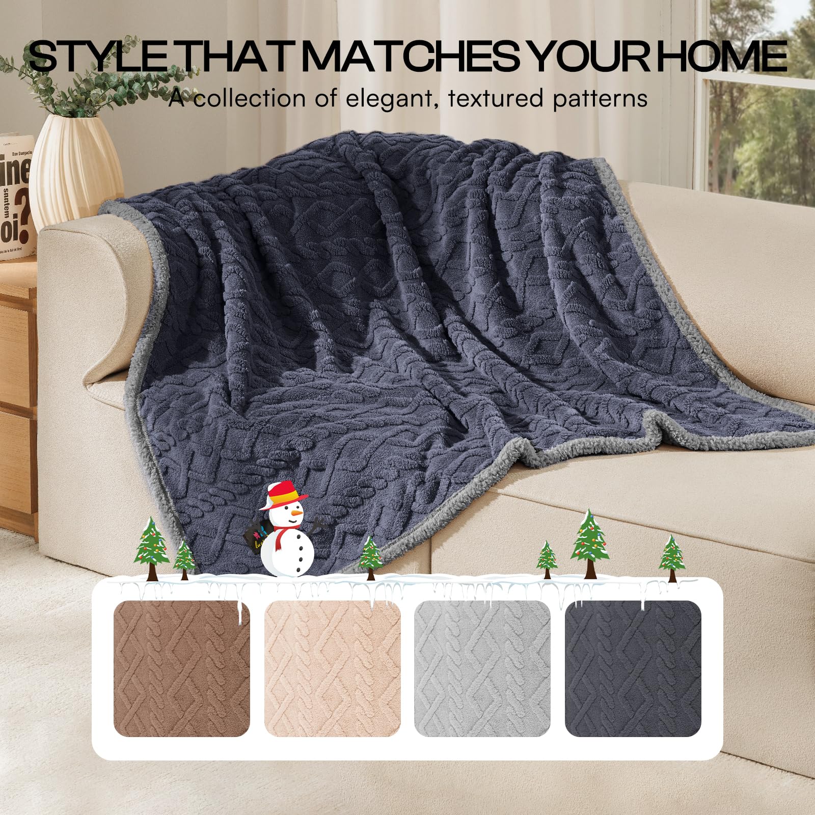 Luciphia small 40x28 dark grey blanket on compact furniture.