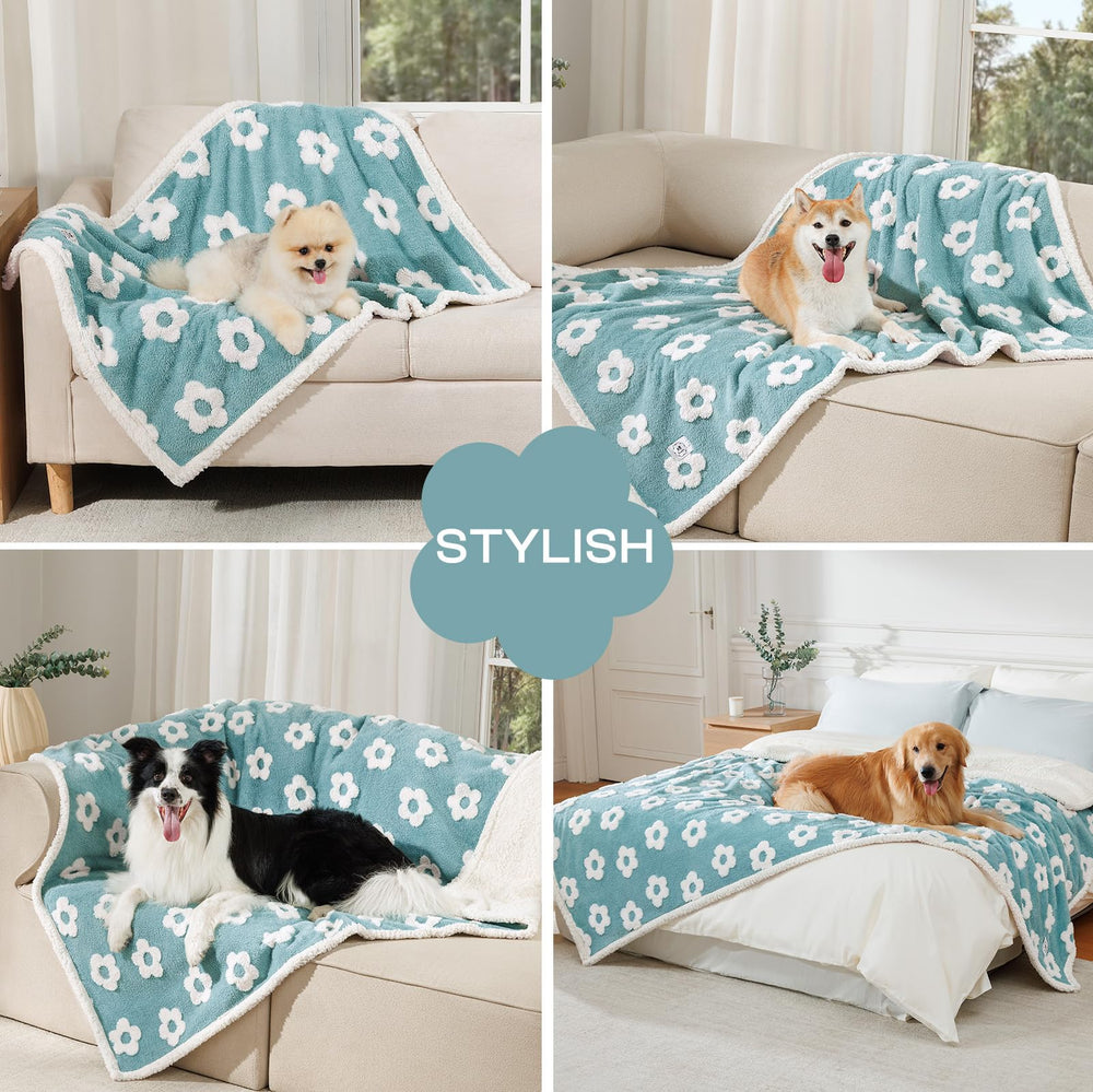 Luciphia waterproof pet blanket triple-layer design emphasizes warmth, softness, and durable guard against accidents.