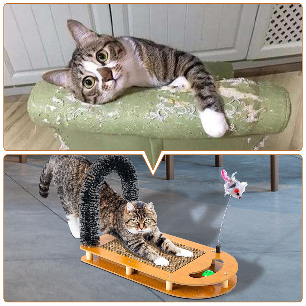 Luck Dawn cat scratching pad provides a durable surface for claws.