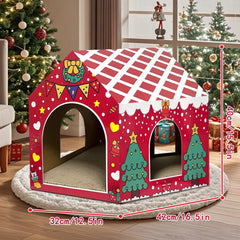 LUCKITTY cat house durable cardboard construction emphasizes sturdy indoor play nook