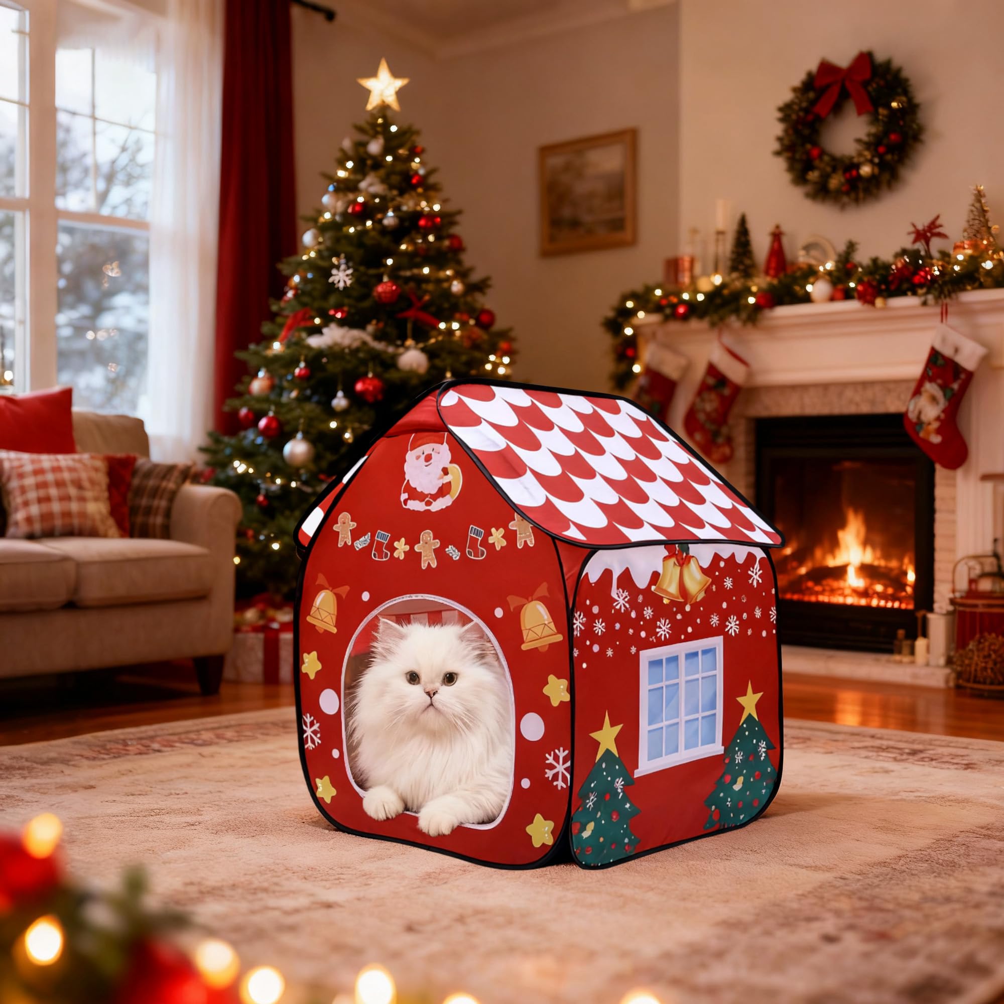 LUCKITTY cat house under-tree play nook promotes cozy hideaway.