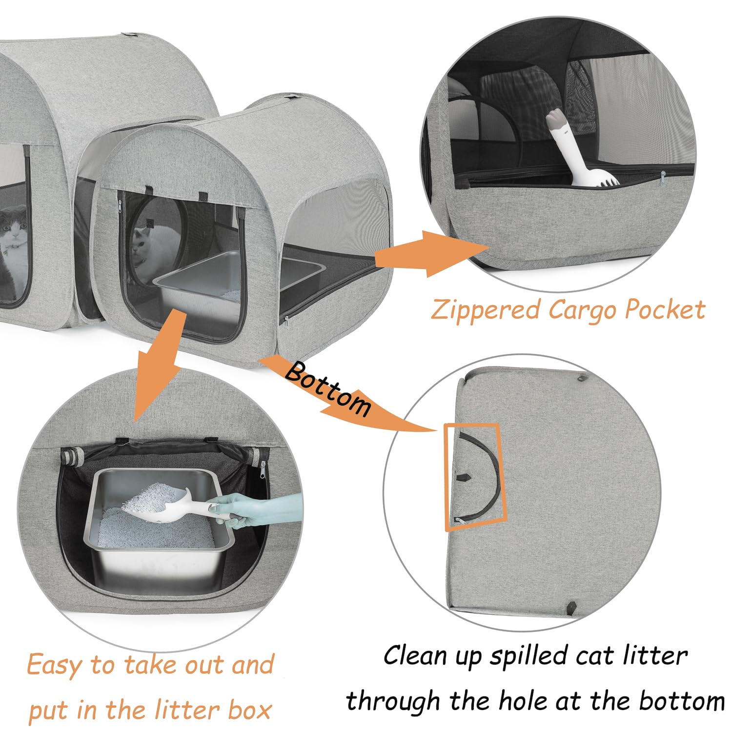 LUCKITTY cat-litter-box-front-opening-velcro enables simple access and cleaner setup