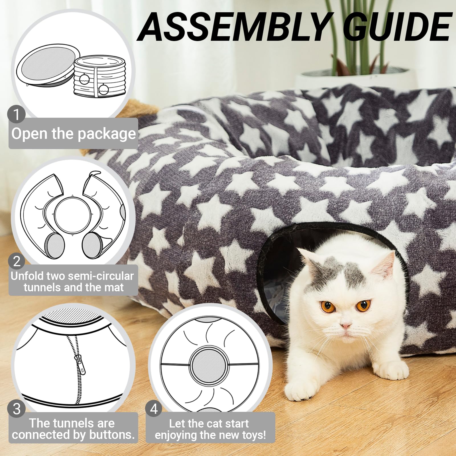 Luckitty cat tunnel bed 10 inch diameter fits small pets comfortably