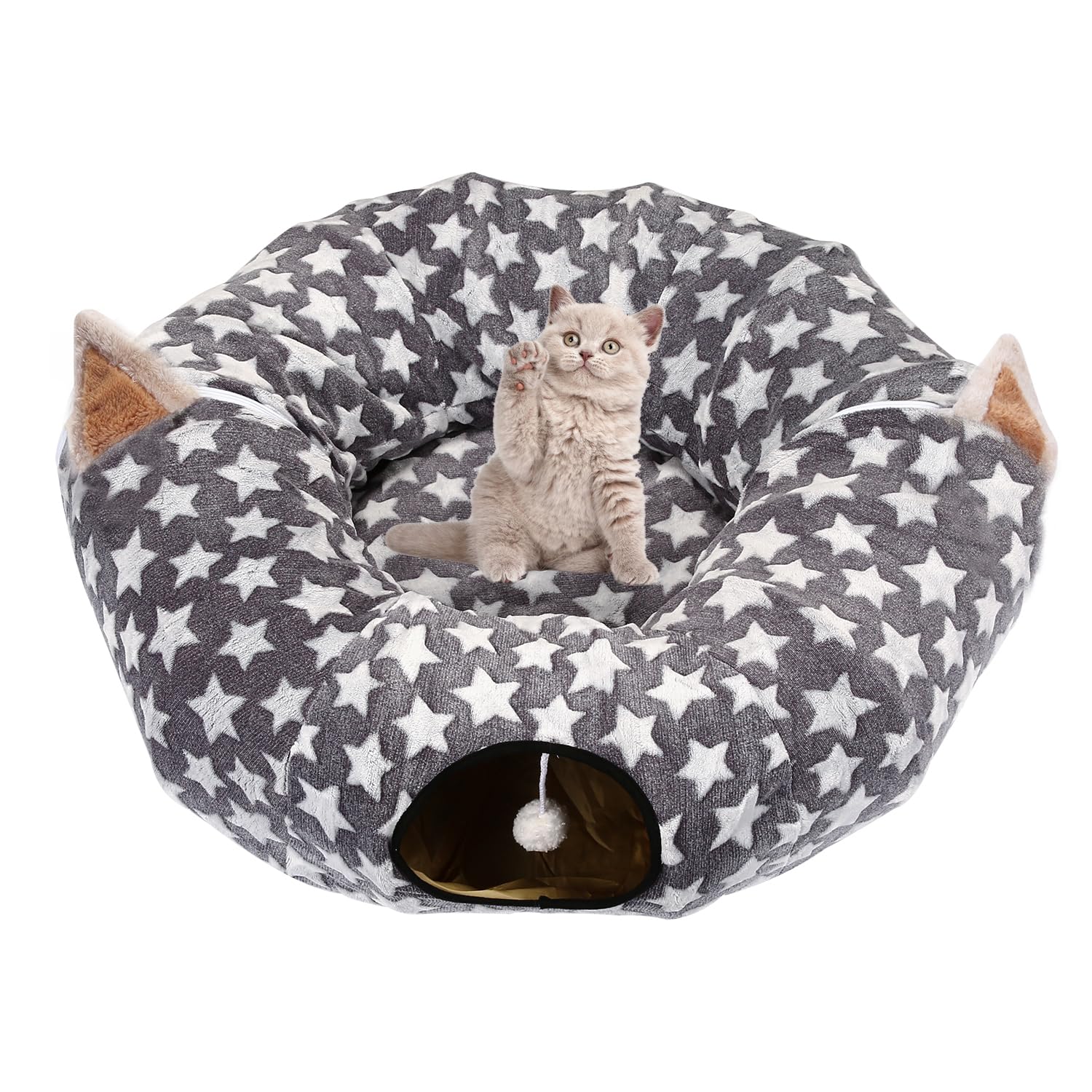 Luckitty cat tunnel bed easy storage folds flat when not in use
