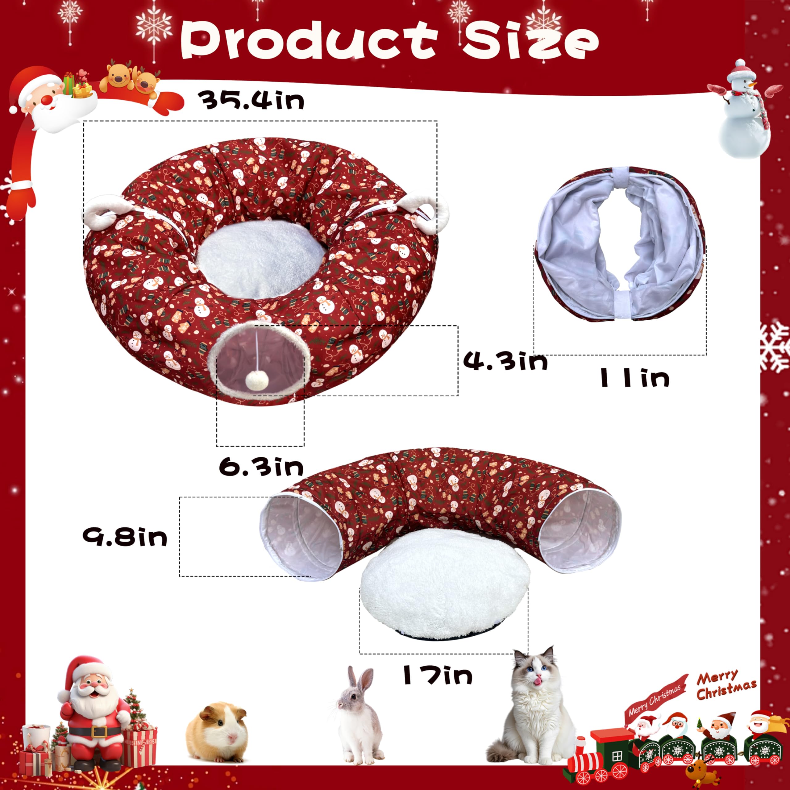 LUCKITTY cat tunnel bed with hanging ball for interactive play