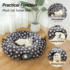 Luckitty cat tunnel bed soft plush fabric creates warm resting spot