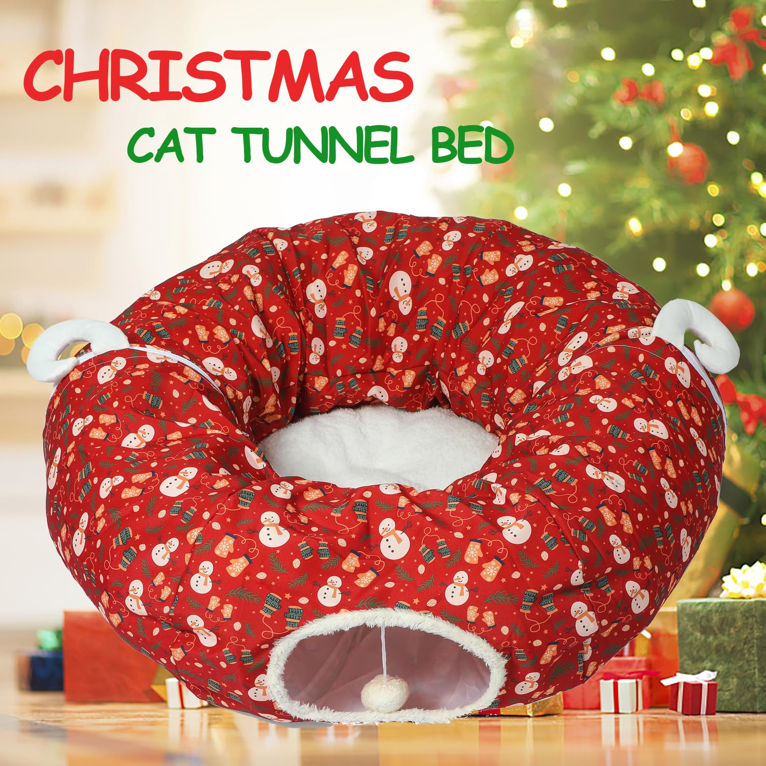 LUCKITTY cat tunnel bed travel-friendly and collapsible for storage